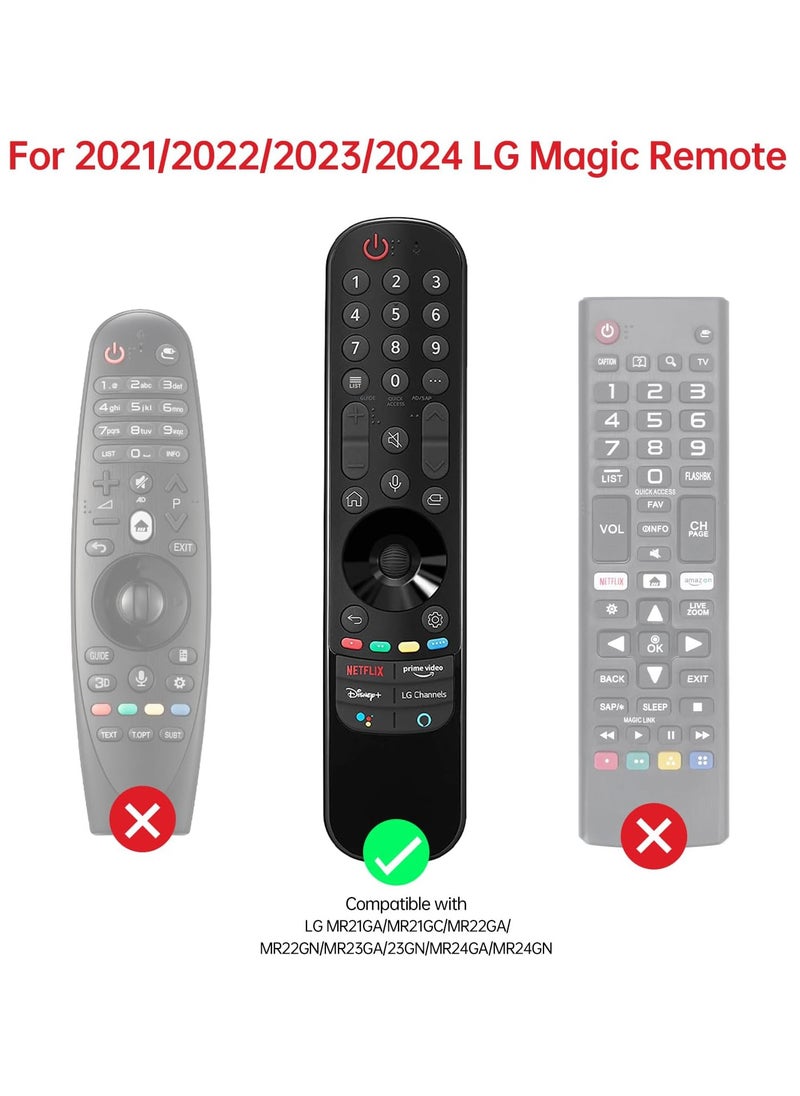 Generic غطاء حافظة من السيليكون لجهاز التحكم السحري LG AN-MR21GA، غطاء واقي مقاوم للصدمات لجهاز التحكم عن بعد للتلفزيون الذكي LG 2021، تصميم قائم، صديق للبشرة، قابل للغسل، مضاد للضياع مع حلقة (أسود)  - Image 2