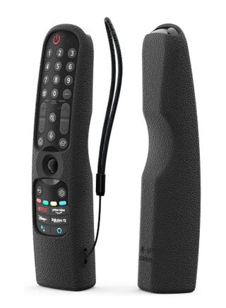 Silicone Case Cover for LG AN-MR21GA Magic Remote, Shockproof Protective Cover for LG Smart TV Remote 2021, Standing Design, Skin-Friendly, Washable, Anti-Lost with Loop (Black)
