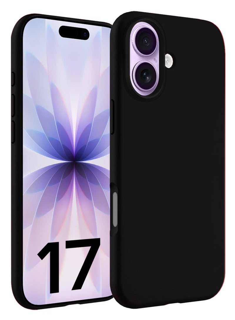 Silicone Protective Phone Case for iPhone 17 - Soft Anti-Scratch Microfiber Lining Ultra Slim Drop Protection Phone Cover - Black - Image 1