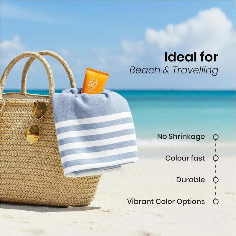 Mush Grab & Go Bamboo Beach Towel | 100% Bamboo Bath Towel for Beach, Hiking & Trips | Compact Towel with Travel Bag | 60x120 cms, 250 GSM Quick Dry, Featherlight & Sand-Resistant Towel | Muted Blue - Image 4