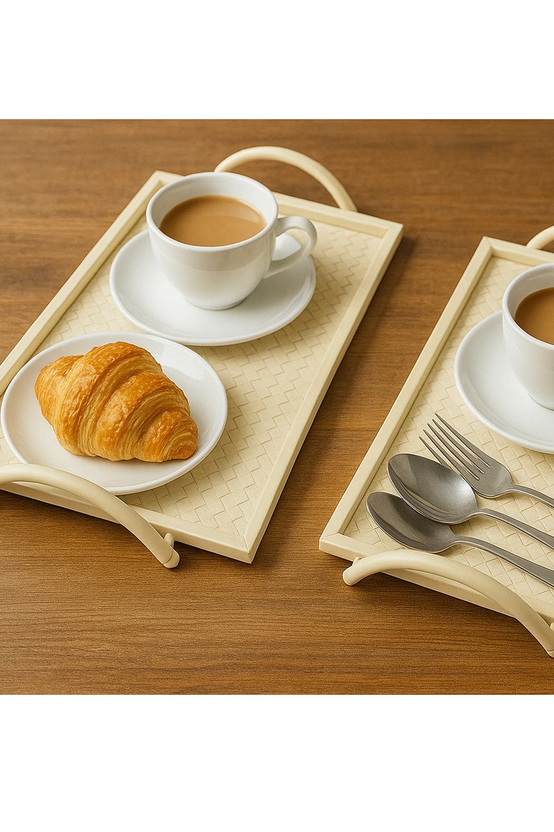 Raz 2-Pieces Metal Serving Tray Set with Handles (Beige)  - Image 1