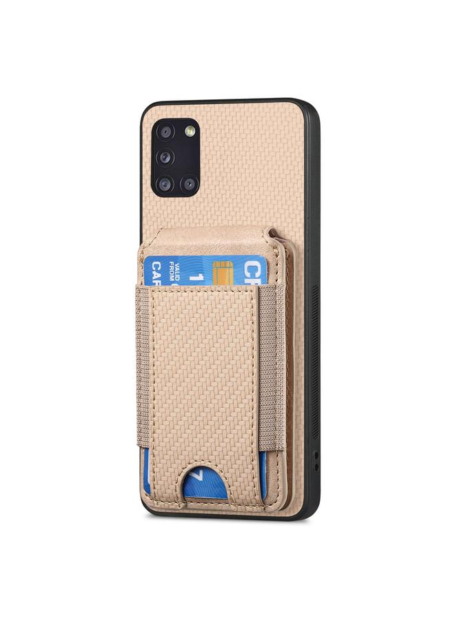 اس-توب جراب لهاتف Samsung Galaxy A31 من ألياف الكربون مع حامل محفظة عمودي قابل للطي - Image 2