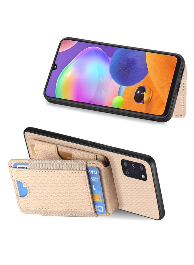 اس-توب جراب لهاتف Samsung Galaxy A31 من ألياف الكربون مع حامل محفظة عمودي قابل للطي - Image 5