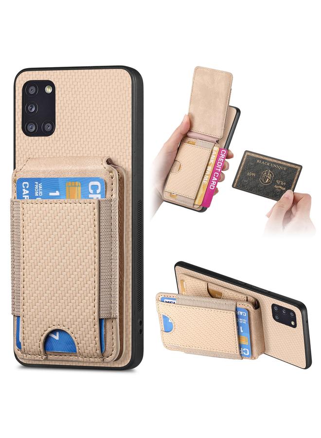 اس-توب جراب لهاتف Samsung Galaxy A31 من ألياف الكربون مع حامل محفظة عمودي قابل للطي - Image 1