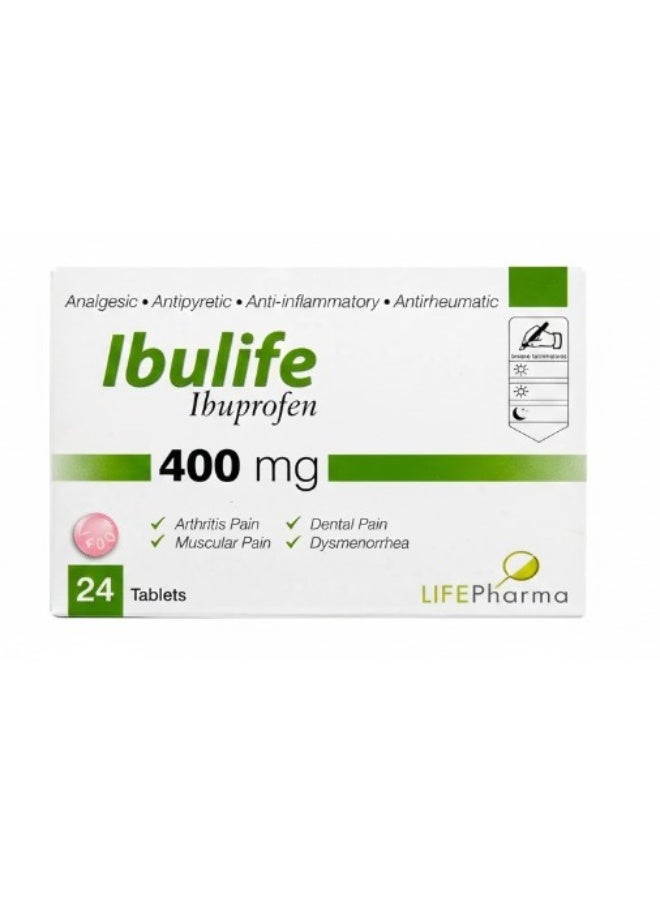 Ibulife 400mg Tablets 24s | Ibuprofen Pain Relief & Anti-Inflammatory Medicine | Headache, Fever & Body Pain Support