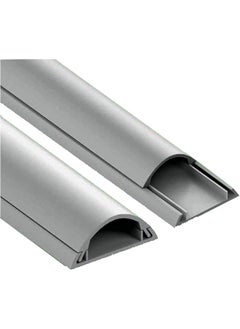 Royal Apex Royal Apex 1 Meter PVC Floor Trunking With Self Adhesive Red Sticker Wall Cord Cover Cable Concealer On-Wall Wire Cover Paintable Cable Management - Pack of 2 (Grey, 10x35MM)  - Image 1