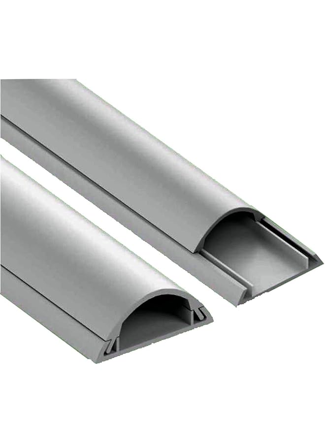 Royal Apex Royal Apex 1 Meter PVC Floor Trunking With Self Adhesive Red Sticker Wall Cord Cover Cable Concealer On-Wall Wire Cover Paintable Cable Management - Pack of 2 (Grey, 10x35MM)  - Image 1