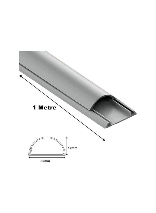 Royal Apex Royal Apex 1 Meter PVC Floor Trunking With Self Adhesive Red Sticker Wall Cord Cover Cable Concealer On-Wall Wire Cover Paintable Cable Management - Pack of 2 (Grey, 10x35MM)  - Image 2