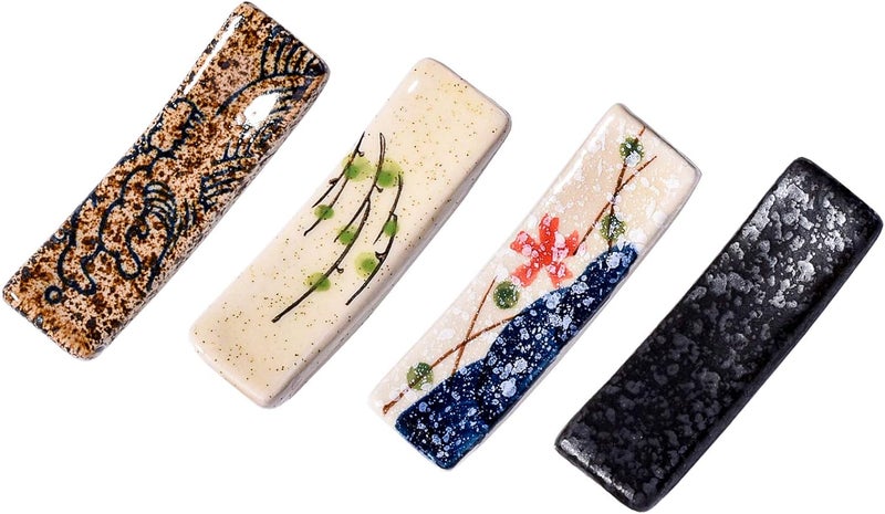 Whitenesser Japanese Style 4 Pcs Ceramic Chopstick Stand Rest Tableware Kitchen Tools for Hotel Restaurant Family - Image 1
