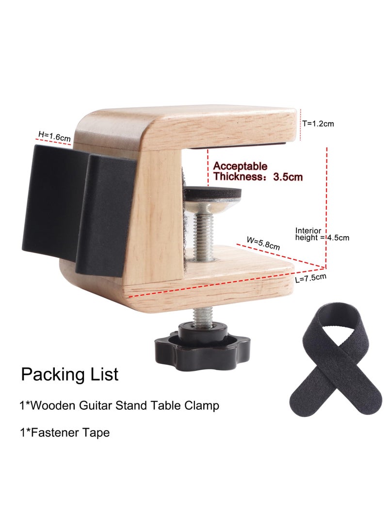 Zikra Wooden Guitar Stand Holder, Portable Neck Rest Cradle Adjustable Desk Edge Clamp Fits Table Tops up to 3.5cm Thick, Holds Single Acoustic, Electric Guitar, Bass - Image 3