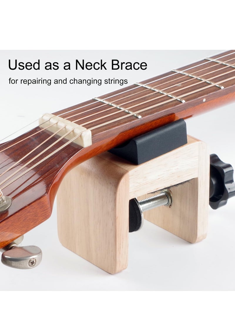 Zikra Wooden Guitar Stand Holder, Portable Neck Rest Cradle Adjustable Desk Edge Clamp Fits Table Tops up to 3.5cm Thick, Holds Single Acoustic, Electric Guitar, Bass - Image 5