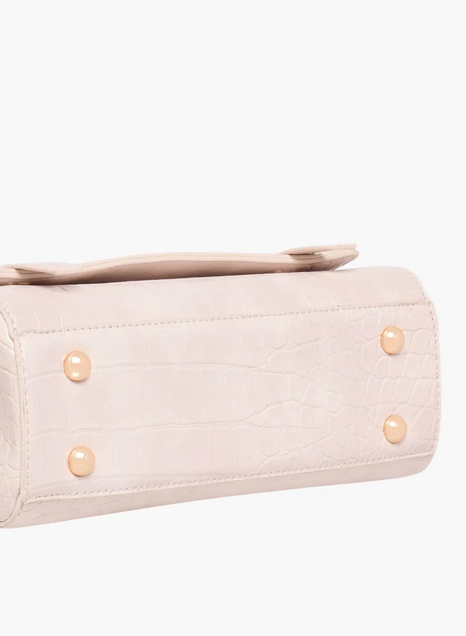 Flora Bella By Shoexpress Textured Crossbody Bag with Detachable Strap and Flap Closure