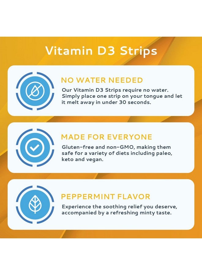 CALMOUR Vitamin D3 Strips 10 Pack| 2000 IU Oral Dissolvable D3 Vitamin Strips | Peppermint Flavor Melts on Your Tongue in 30 Seconds | Boost Immunity & Enhance Mental Focus with Vitamin D3 2000 - Image 2