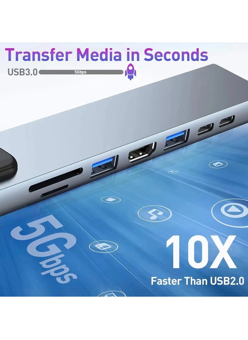 Zero - ZERO 8IN1 TYPE-C Adapter with HDMI RJ45 USB PD TF SD – Sleek Design & 4K Support –Gray - Image 1