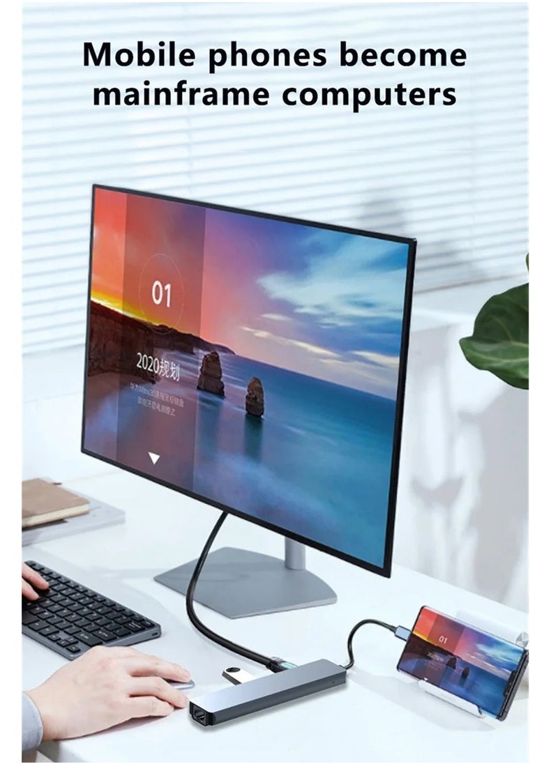 Zero - ZERO 8IN1 TYPE-C Adapter with HDMI RJ45 USB PD TF SD – Sleek Design & 4K Support –Gray - Image 1