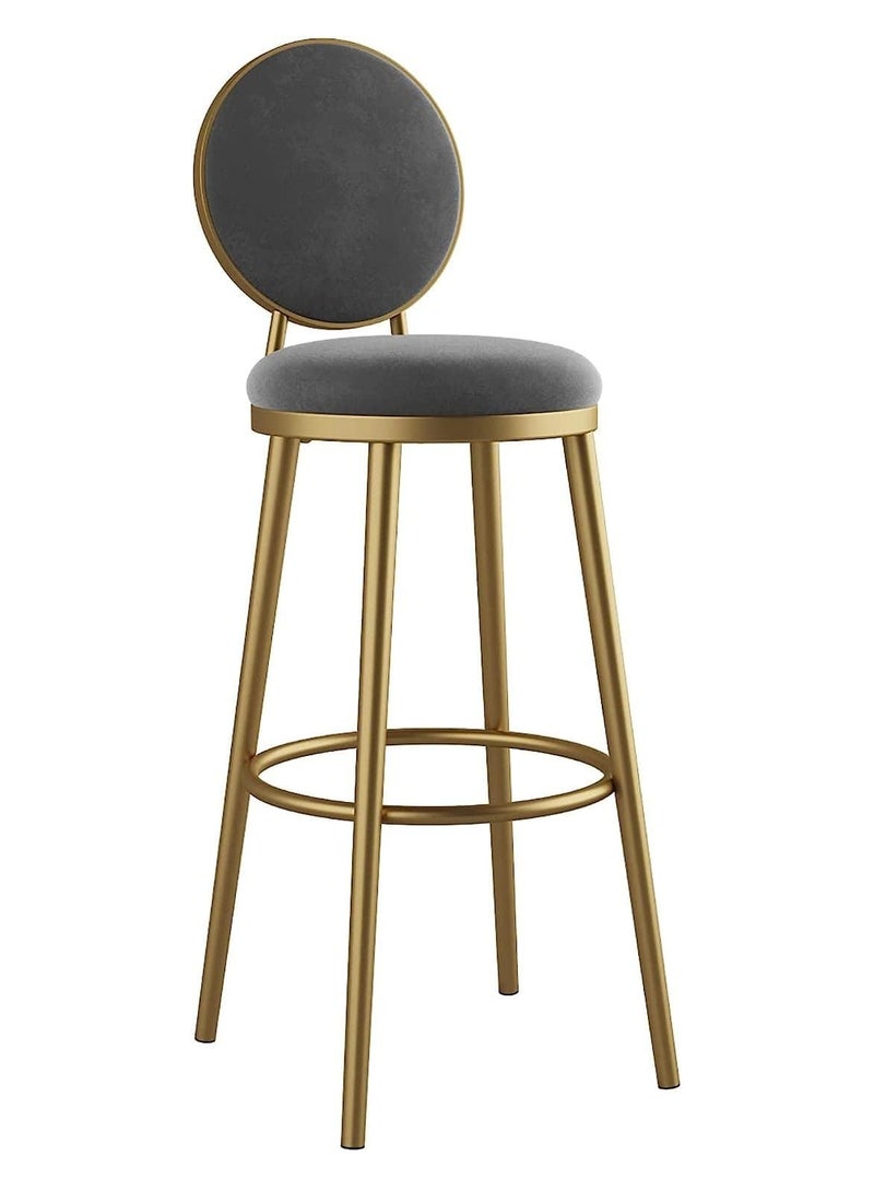 DubaiGallery Bar Stools Nordic Bar Chair Luxury Home Bar Stool Metal Legs with Velvet Cushion High Chair Bar Chair Back Bar Stoola Bar Chairs  - Image 2