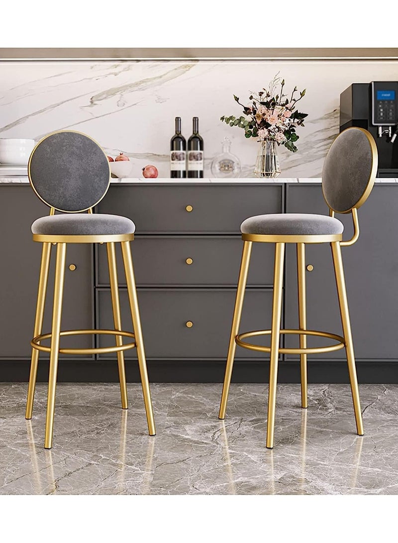 DubaiGallery Bar Stools Nordic Bar Chair Luxury Home Bar Stool Metal Legs with Velvet Cushion High Chair Bar Chair Back Bar Stoola Bar Chairs  - Image 4