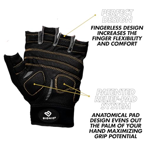 Bionic Men's Beastmode Half Finger Fitness Gloves (Medium) - Image 3