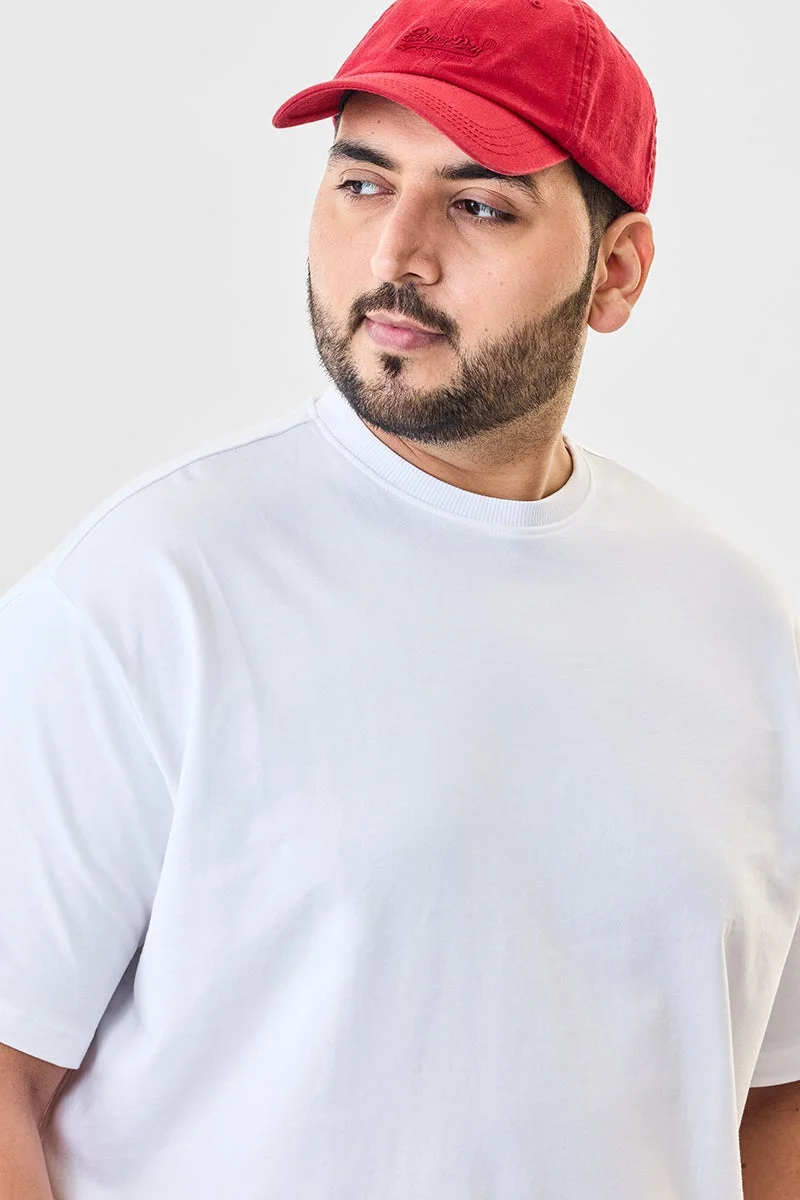 سنيتش White Graphic Half Sleeve Oversized Streetwear Plus Size T-Shirt