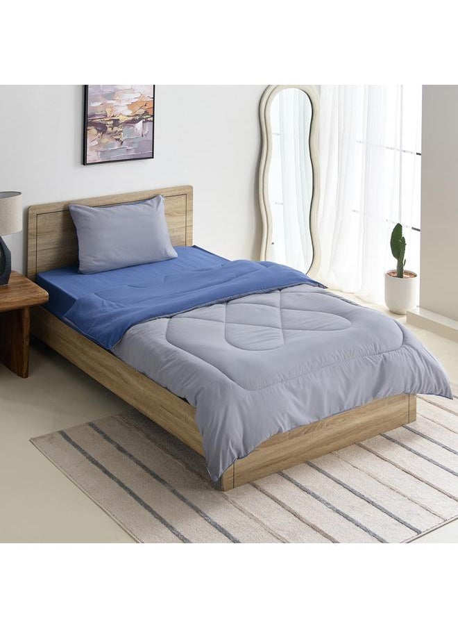 Home Box Derby 2-Piece Reversible Microfiber Twin Comforter Set - 160x220 cm  - Image 2