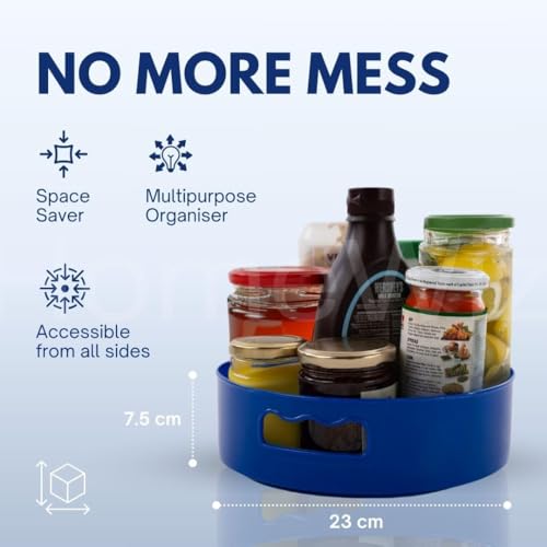 HomeWiz Multi-Purpose 360° Rotating Organizer Tray | Kitchen Accessories Items | Kitchen Organizer Rack | Kitchen Tools | Easy - Access Turntable for Spices, Storage & More | Light Blue - Image 3