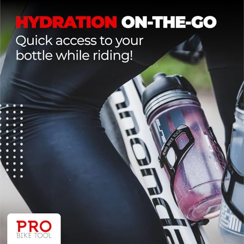 Pro Bike Tool حامل زجاجة الماء للدراجة، أسود أو أبيض لامع، نظام تثبيت آمن، لا زجاجات مفقودة، خفيف الوزن وقوي، قفص زجاجة الدراجة، سريع وسهل التركيب، رائع للدراجات على الطرق والجبال - Image 4