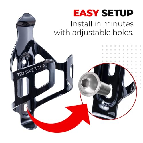 Pro Bike Tool حامل زجاجة الماء للدراجة، أسود أو أبيض لامع، نظام تثبيت آمن، لا زجاجات مفقودة، خفيف الوزن وقوي، قفص زجاجة الدراجة، سريع وسهل التركيب، رائع للدراجات على الطرق والجبال - Image 5