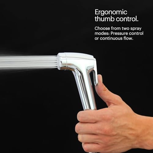 Brondell PS-91W PureSpa Essential Handheld Bidet Sprayer for Toilets, Includes Spiral Metal Hose and Holster, Ambient Temperature, White - Image 5