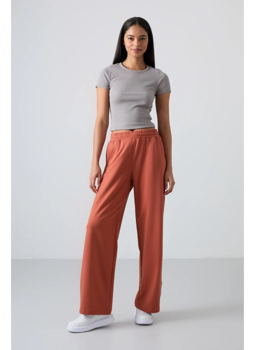 Tommy Life Tile High Waist Pocket Comfortable Form Wide Leg Women's Tracksuit Bottom - 94567