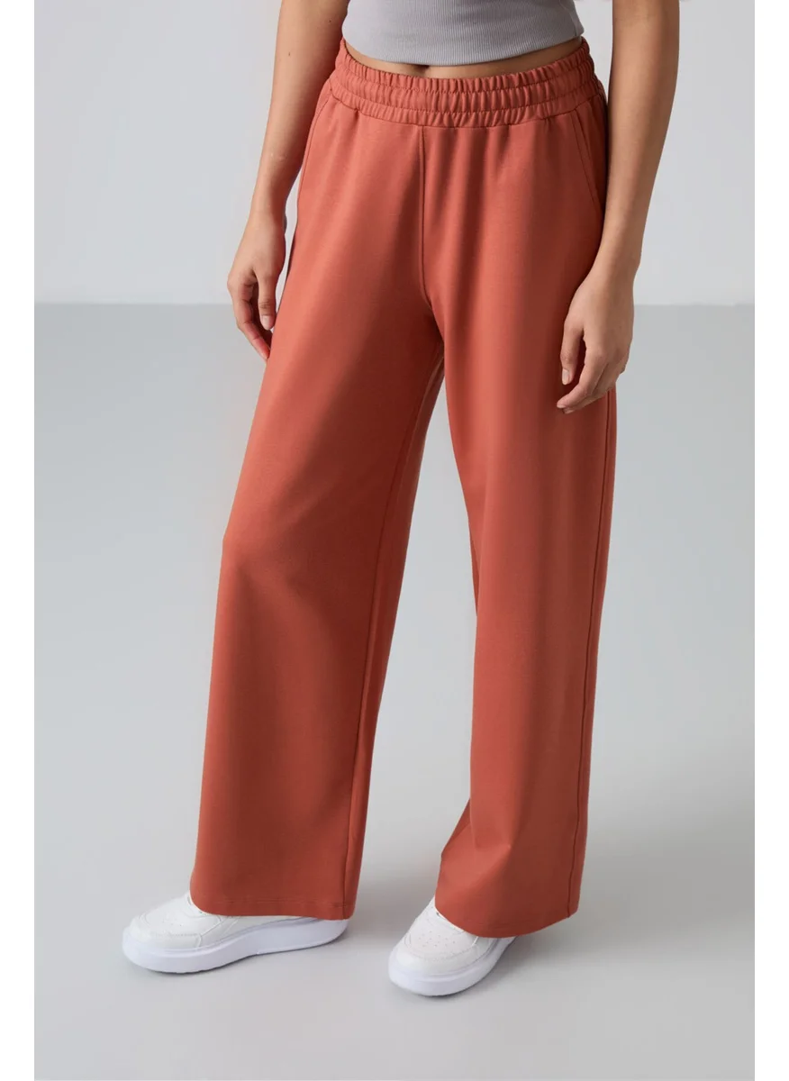 Tommy Life Tile High Waist Pocket Comfortable Form Wide Leg Women's Tracksuit Bottom - 94567