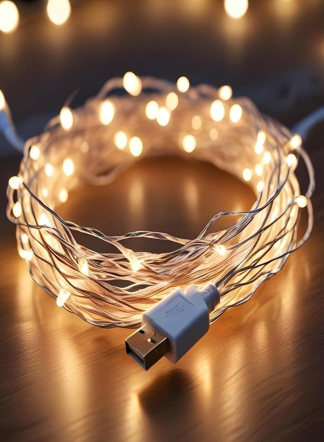 Lexton 5 Meter Copper String Light with USB for Decorations (Warm White, Pack of 4) - Image 1