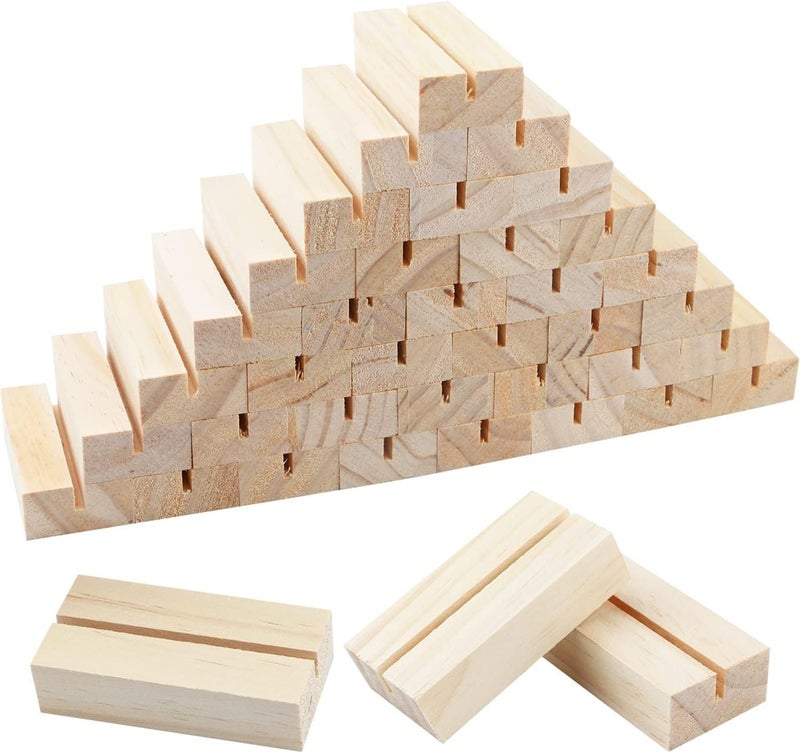 FSWCCK 40 Pieces Wood Place Card Holders Wood Table Number Stands Picture Holder Acrylic Sign Holders for Ceremony Birthday Party Home Decoration - Image 1