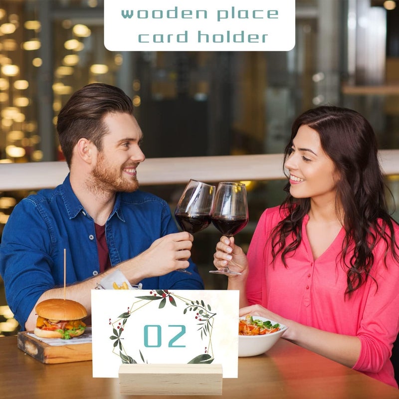 FSWCCK 40 Pieces Wood Place Card Holders Wood Table Number Stands Picture Holder Acrylic Sign Holders for Ceremony Birthday Party Home Decoration - Image 3