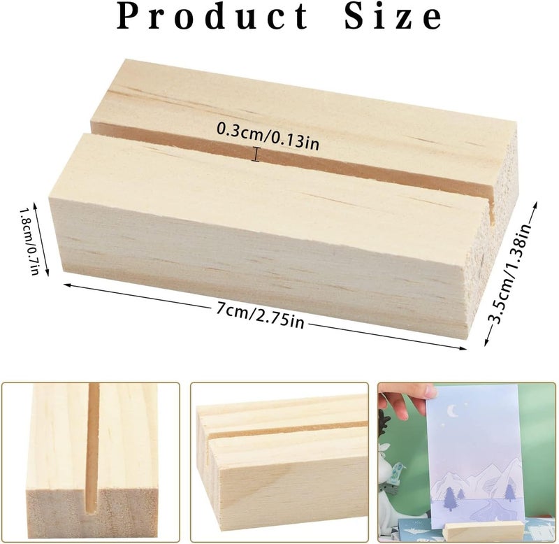 FSWCCK 40 Pieces Wood Place Card Holders Wood Table Number Stands Picture Holder Acrylic Sign Holders for Ceremony Birthday Party Home Decoration - Image 2