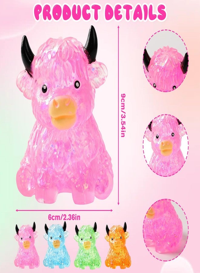 SHANGFEI Glitter Highland Cow Squishies Fidget Toy,Highland Cow Squishy,Cute Sensory Squeeze Toy for Adults,Soft Slow Rising Stress Relief Ball, Cute Sensory Squeeze Toy for Adults (Orange) - Image 2