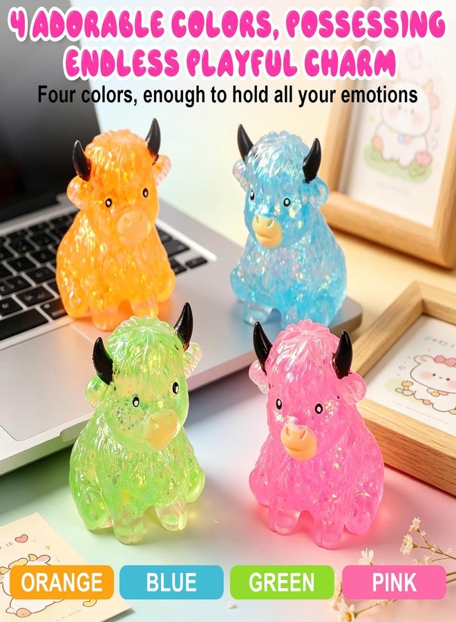 SHANGFEI Glitter Highland Cow Squishies Fidget Toy,Highland Cow Squishy,Cute Sensory Squeeze Toy for Adults,Soft Slow Rising Stress Relief Ball, Cute Sensory Squeeze Toy for Adults (Orange) - Image 3