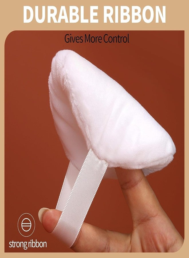 Aternal 4 Pieces Cotton Powder Puff, 4.13 inch Round Portable Soft Makeup Sponge Cosmetic Puffs, Velour Powder Puff with Ribbon Band Handle for Loose Powder Body Powder Makeup Applicator Tool - Image 4