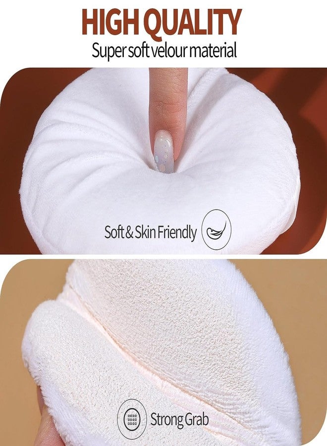 Aternal 4 Pieces Cotton Powder Puff, 4.13 inch Round Portable Soft Makeup Sponge Cosmetic Puffs, Velour Powder Puff with Ribbon Band Handle for Loose Powder Body Powder Makeup Applicator Tool - Image 3