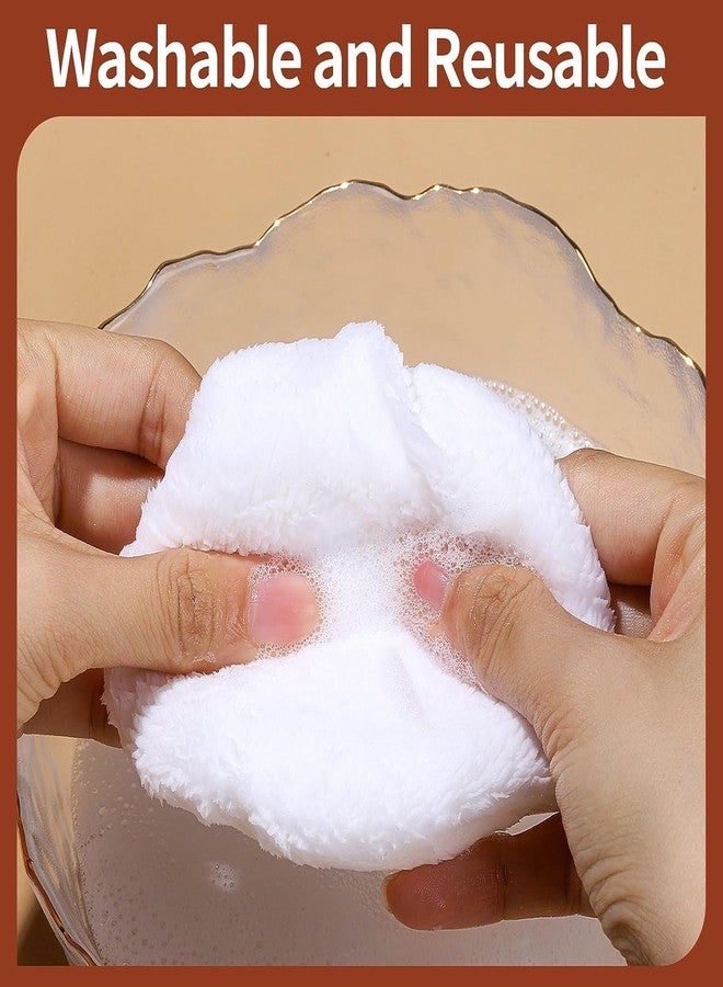 Aternal 4 Pieces Cotton Powder Puff, 4.13 inch Round Portable Soft Makeup Sponge Cosmetic Puffs, Velour Powder Puff with Ribbon Band Handle for Loose Powder Body Powder Makeup Applicator Tool - Image 5