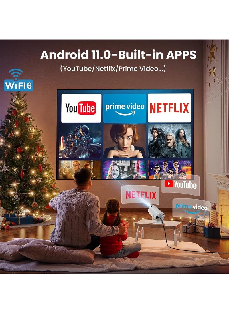 SMARTX - Smart Projector 4K with Android OS, WiFi 6 & Bluetooth 5.2 – 180° Rotating Stand, Auto Focus, Electric Keystone, 1080P Full HD, Built-in Apps & HiFi Speakers - Image 1