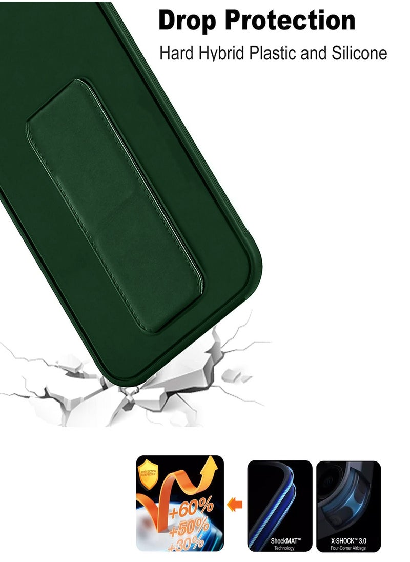 Wtech Honor X7c 4G 2024 Hand Grip Foldable Magnetic Kickstand Wrist Strap Finger Grip with Built-in Iron Case Cover - Dark Green  - Image 5