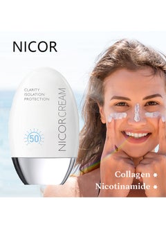 Nicor Clarity Isolation Protection Cream,For Sensitive Skin,Waterproof & Sweatproof Sunscreen  Isolation Cream Not Stuffy Or Oily，SPF 50+ UVA/UVB Protection 50ml  - Image 1