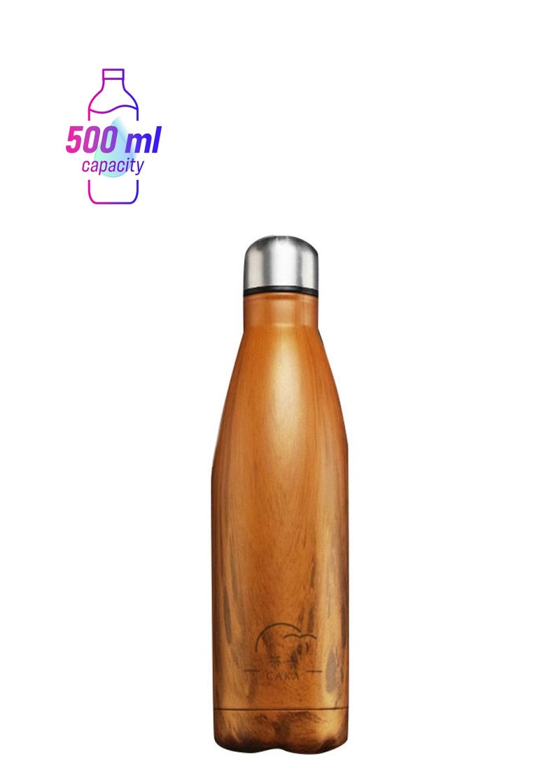 NIBEMINENT New Vacuum Stainless Steel Water Bottle Brown 500ml