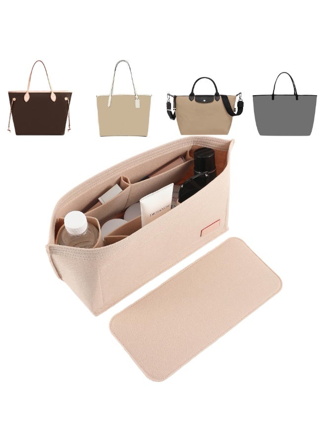 Chielor Purse Organizer Insert for Handbags & Base Shaper 2 Pcs Set,Felt Organizer Insert Large Tote,Bag Organizer with Zipper 5 Sizes Handbag Purse Travel Bags - Image 1