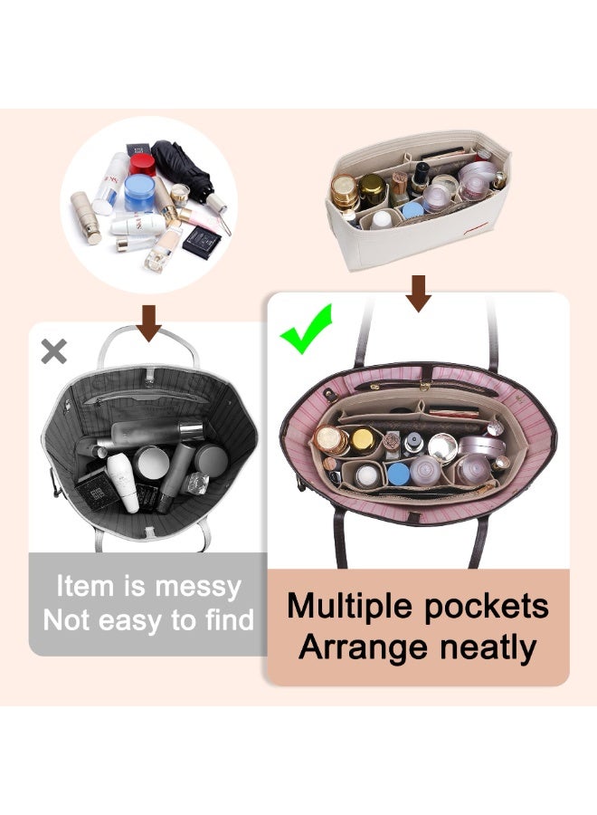 Chielor Purse Organizer Insert for Handbags & Base Shaper 2 Pcs Set,Felt Organizer Insert Large Tote,Bag Organizer with Zipper 5 Sizes Handbag Purse Travel Bags - Image 3