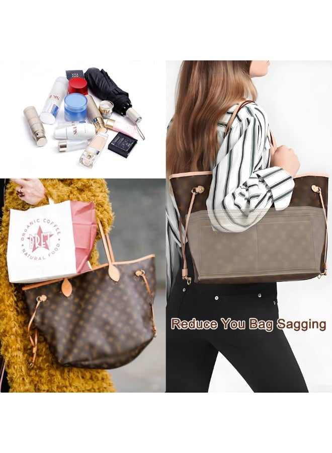 Chielor Purse Organizer Insert for Handbags & Base Shaper 2 Pcs Set,Felt Organizer Insert Large Tote,Bag Organizer with Zipper 5 Sizes Handbag Purse Travel Bags - Image 2