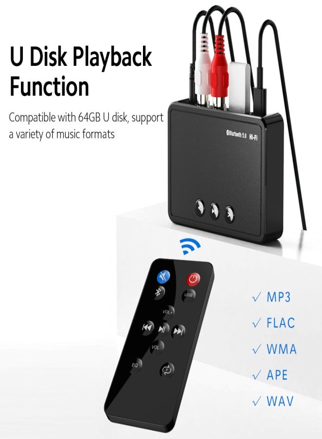 M10 BT5.0 Adapter Multifunctional BT Audio Receiver 15m Transmission Distance Support NFC Connection with USB RCA AUX Ports - Image 5