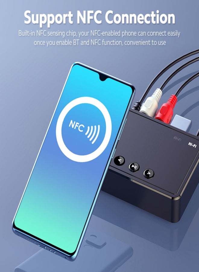 M10 BT5.0 Adapter Multifunctional BT Audio Receiver 15m Transmission Distance Support NFC Connection with USB RCA AUX Ports - Image 3