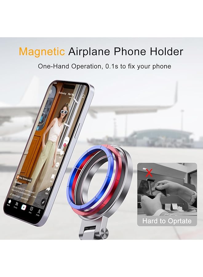NALACAL Ultralight Aluminum Magnetic Cell Phone Holder, For Airplane/Suitcase/Desk/Car/Tripod, Compatible With Magsafe Iphone 12/13/14/15, Handsfree Plane Seat Back Phone Mount, Travel Must Have - Image 2