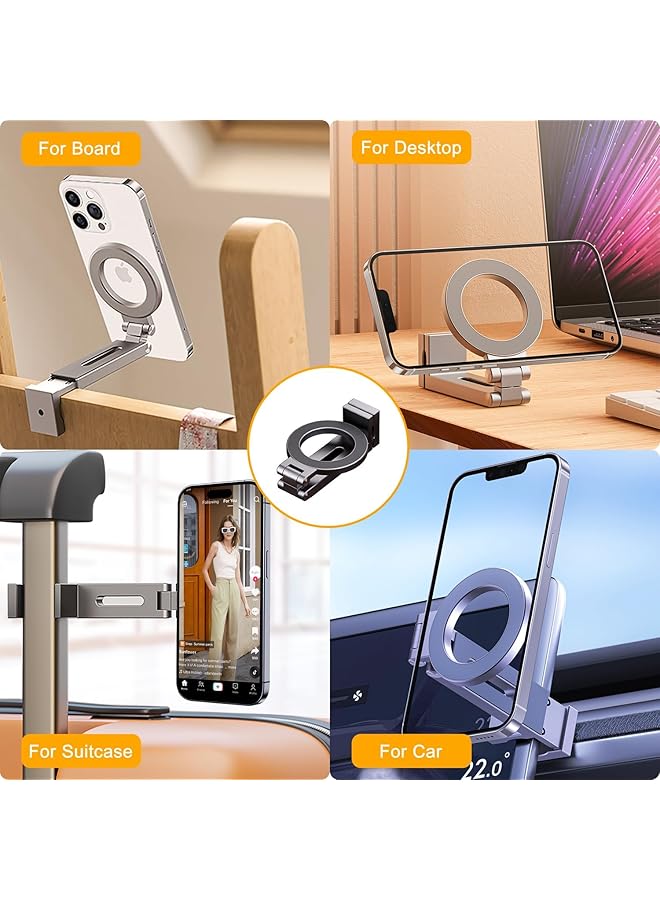 NALACAL Ultralight Aluminum Magnetic Cell Phone Holder, For Airplane/Suitcase/Desk/Car/Tripod, Compatible With Magsafe Iphone 12/13/14/15, Handsfree Plane Seat Back Phone Mount, Travel Must Have - Image 3